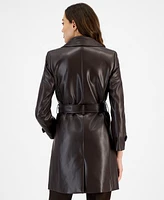 Tahari Asl Women's Faux-Leather Trench Coat