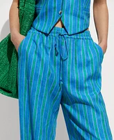 Mango Women's Stripe-Print Straight Pants