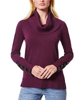 Melissa Paige Women's Contrast-Cuff Cowlneck Sweater