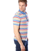 Bellemere Men's Fantasy Stripe Multicolor Tencel Polo Shirt - Blue / multi