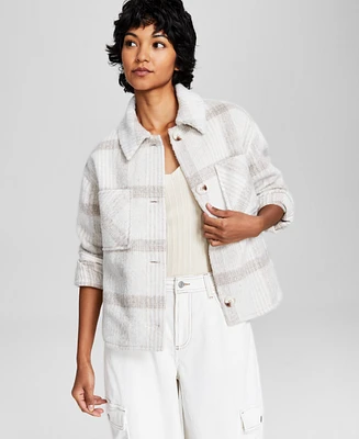 And Now This Women's Plaid Drop-Shoulder Jacket, Created for Macy's