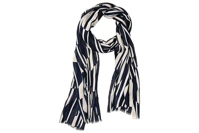 Olsen Geo Scarf with Frayed Edge Trim