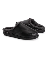 Muk Luks Men's Faux Leather Clog Slippers, Black, Medium