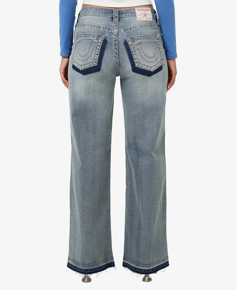 True Religion Women's Leila High Rise Wide Leg Jean