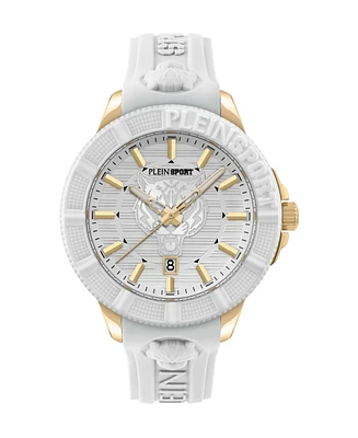 Plein Sport Men's City Rush 3 Hand Date Quartz White Silicone Strap 45mm