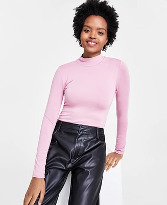 Bar Iii Women's Mock Neck Long-Sleeve Jersey Bodysuit, Created for Macy's