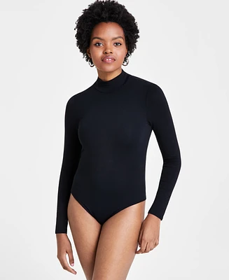 Bar Iii Women's Mock Neck Long-Sleeve Jersey Bodysuit, Created for Macy's