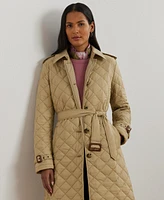 Lauren Ralph Women's Belted Velboa-Lined Quilted Trench Coat
