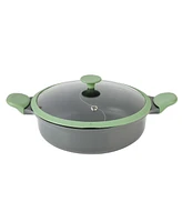 Kenmore Theodore 6.5 Qt Cast Aluminum Everyday Pan Hot Pot W/ Dividers, Nonstick Interior, and Lid