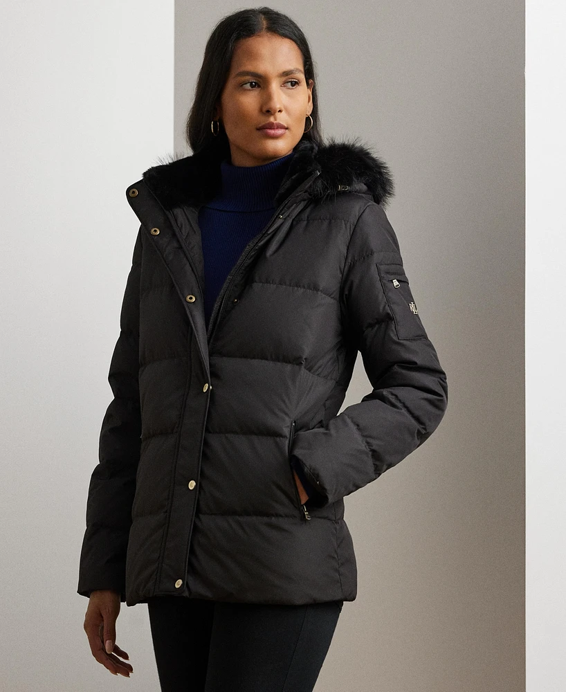 Lauren Ralph Women's Faux-Fur Hooded Puffer Coat