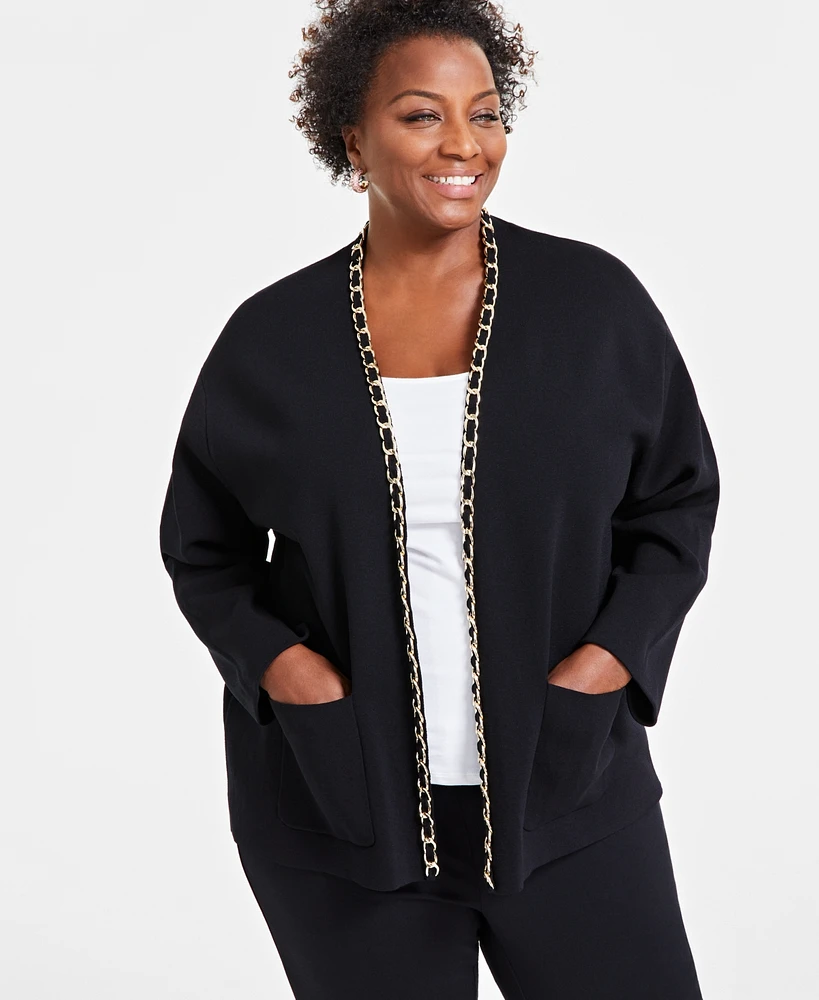 I.n.c. International Concepts Plus Chain-Trim Cardigan, Created for Macy's