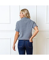 Hope & Henry Women's Short Sleeve Mock Neck Sweater
