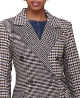 Avec Les Filles Women's Double-Breasted Plaid Coat