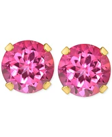 Pink Topaz Solitaire Four Prong Stud Earrings (1-1/5 ct. t.w.) 14k Gold (Also Turquoise)