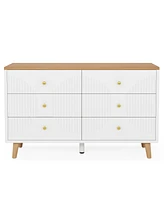 Tribesigns 6 Drawer Dresser, 47 inch Modern White Dresser for Bedroom, Wide Large Double Dresser Wood Storage Organizer Chest of Drawers for Closet Li