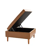 Constantine Modern Storage Tufted Cocktail Ottoman with Solid Wood Legs