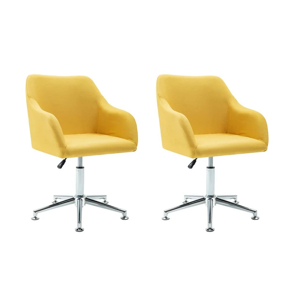 vidaXL Swivel Dining Chairs 2 pcs Yellow Fabric