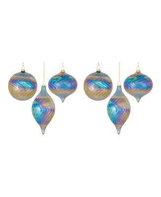 Slickblue Irredescent Glass Swirl Ornament (Set of 6