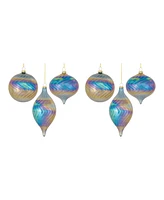 Slickblue Irredescent Glass Swirl Ornament (Set of 6