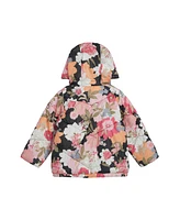 Jessica Simpson Girls Fashion Floral Print Puffer Jacket With Hat