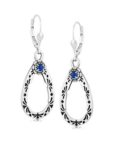 American West Jewelry Sterling Silver Lapis Lazuli Gemstone Pear Shaped Lever Back Earrings