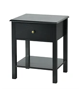 Sugift Nightstand End Table with Drawer and Shelf