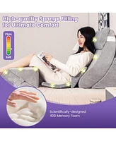 Sugift 7 Pieces Bed Wedge Pillow Set with Memory Foam and Washable Cover