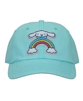 Sanrio Men's Cinnamoroll Chenille Character Patch Teal Washed Cotton Twill Baseball Cap