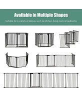 Slickblue Kids 6 Panel Wall-mount Adjustable Baby Safe Metal Fence Barrier