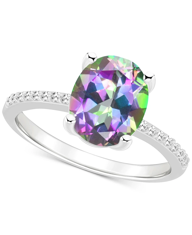 Mystic Topaz (3-5/8 ct. t.w.) & Diamond (1/10 Oval Solitaire Ring Sterling Silver (Also Pink Topaz)