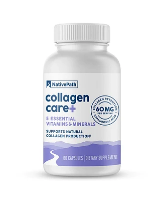 NativePath Collagen Care+, 5 Vitamin Blend with Hyaluronic Acid and Boron that Supports Collagen for Men and Women, 60 Capsules