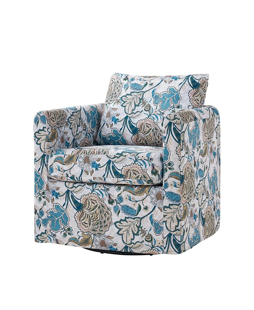 Modern Fabian Slipcovered Swivel Chair with Removable Slipcover