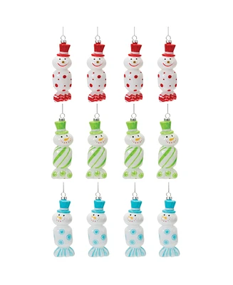 Slickblue Glass Snowman Candy Ornament (Set of 12)