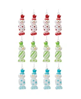 Slickblue Glass Snowman Candy Ornament (Set of 12)