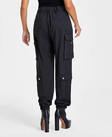 Bar Iii Women's Pinstriped High-Rise Cargo Pants, Created for Macy's