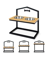 Sugift 5 Heights Elevated Pet Feeder with 2 Detachable Stainless Steel Bowl