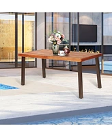 Sugift Rectangular Acacia Wood Rustic Dining Furniture Table