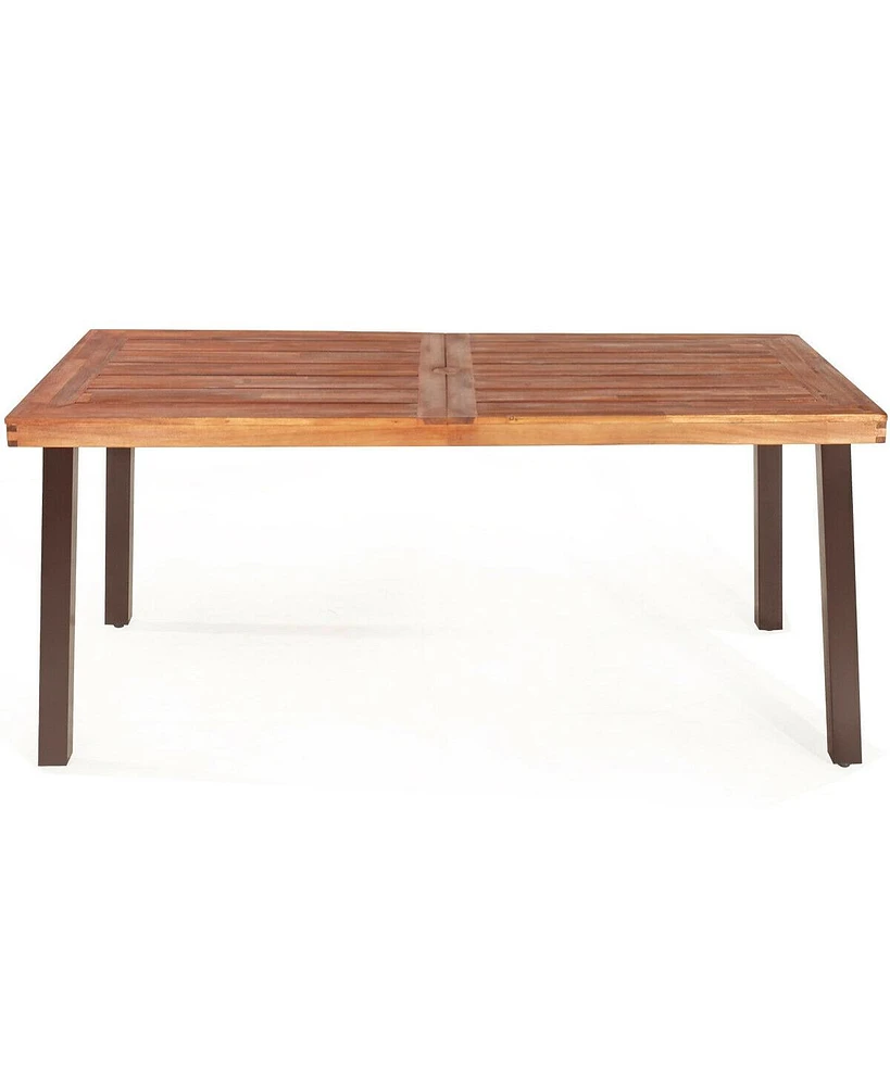 Sugift Rectangular Acacia Wood Rustic Dining Furniture Table