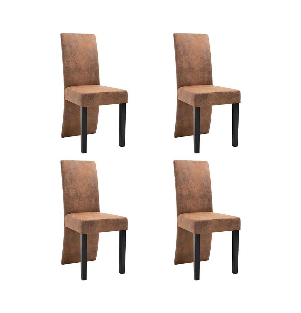 vidaXL Dining Chairs 4 pcs Brown Faux Suede Leather