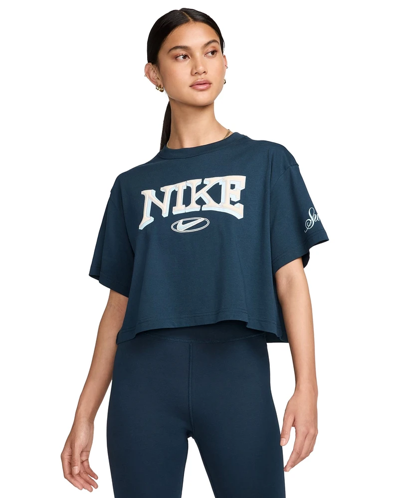 Nike Women's Sportswear Cotton Logo Short-Sleeve T-Shirt