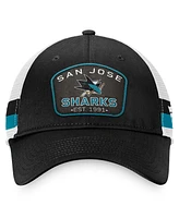 Fanatics Men's Black/White San Jose Sharks Fundamental Striped Trucker Adjustable Hat