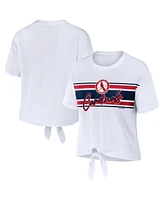 Wear by Erin Andrews Women's White Milwaukee Brewers Tie-Front T-Shirt