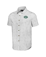 Fanatics Men's Nfl x Darius Rucker Collection by White New York Jets Woven Short Sleeve Button Up Shirt