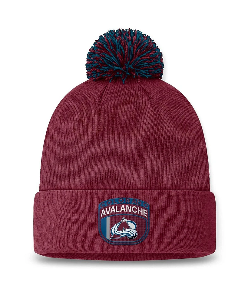 Fanatics Men's Burgundy Colorado Avalanche 2024 Nhl Draft Cuffed Knit Hat with Pom