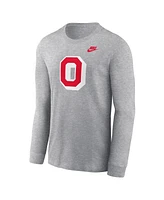 Nike Men's Heather Gray Ohio State Buckeyes Legacy Primary Logo Long Sleeve T-Shirt