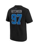 Nike Big Boys and Girls Aidan Hutchinson Black Detroit Lions Player Name Number T-Shirt