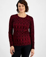 Jm Collection Petite Trina Python-Print Sweater, Created for Macy's