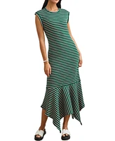 Cupshe Women's Striped Ribbed Flowy Maxi Beach Dress