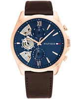 Tommy Hilfiger Men's Quartz Brown Leather Watch 43.5mm