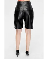 Furniq Uk Women's Leather Fashion Shorts, Black